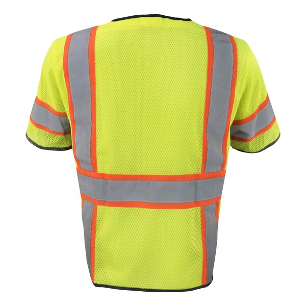 Polyester Mesh Safety Vest Class 3 W/ Zipper & Radio Clips (Lime/Medium)